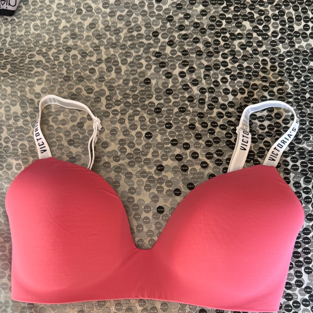 Victoria's Secret Coral Bra with Logo Straps
